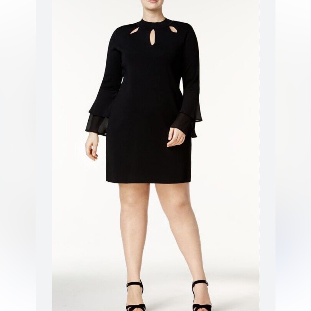 Inc black knit cut Out bell sleeves dress size xL